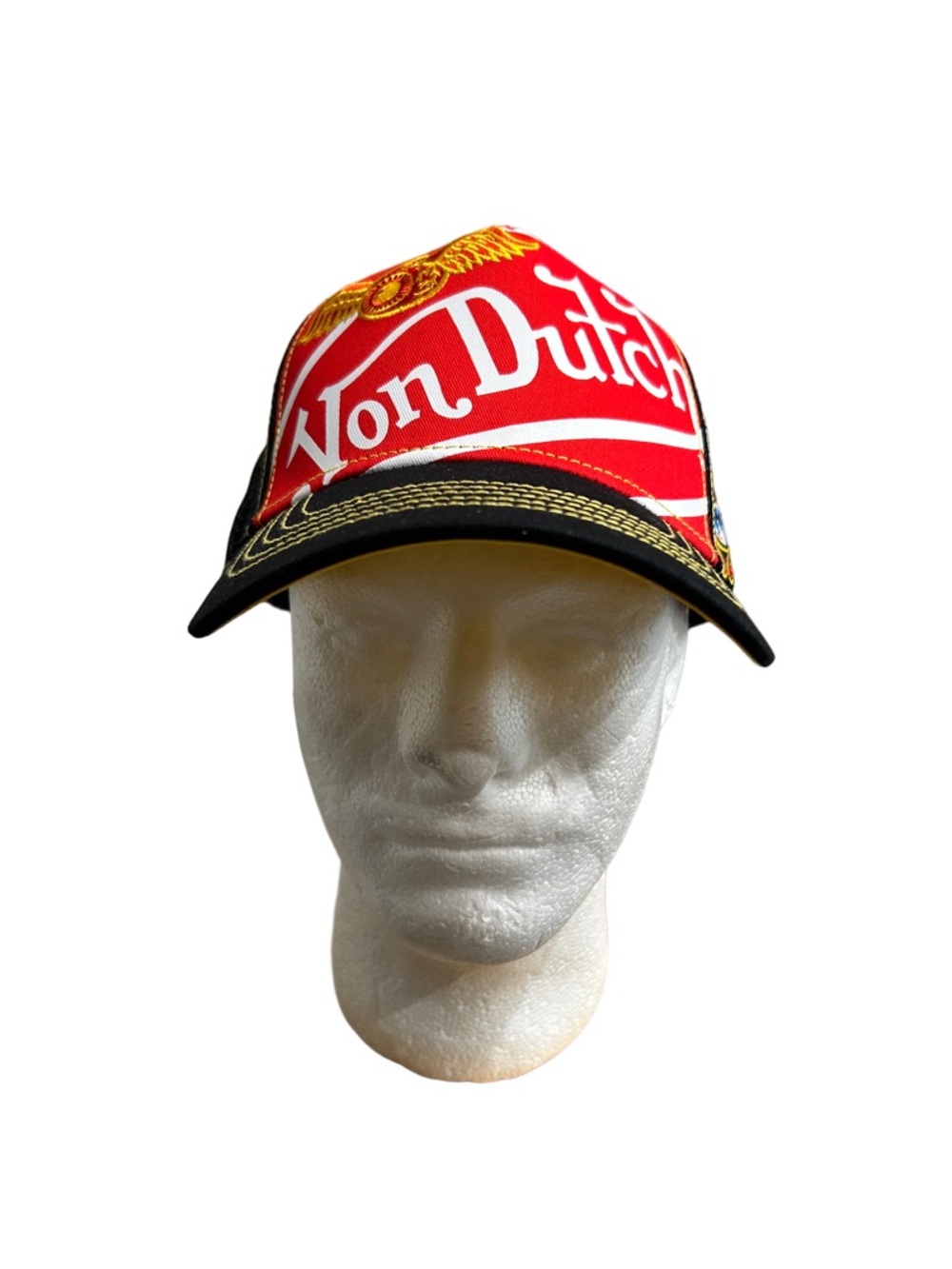 Von Dutch Red, Black & Gold Embroidered Trucker Cap